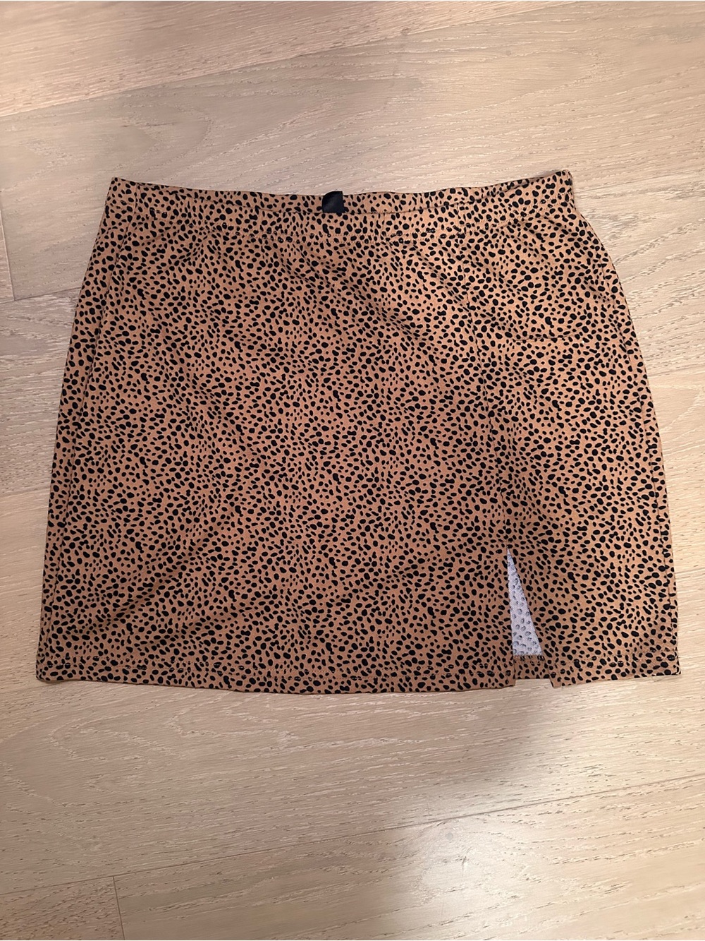 SHEIN Tan Leopard Print Mini Skirt with Side Slit